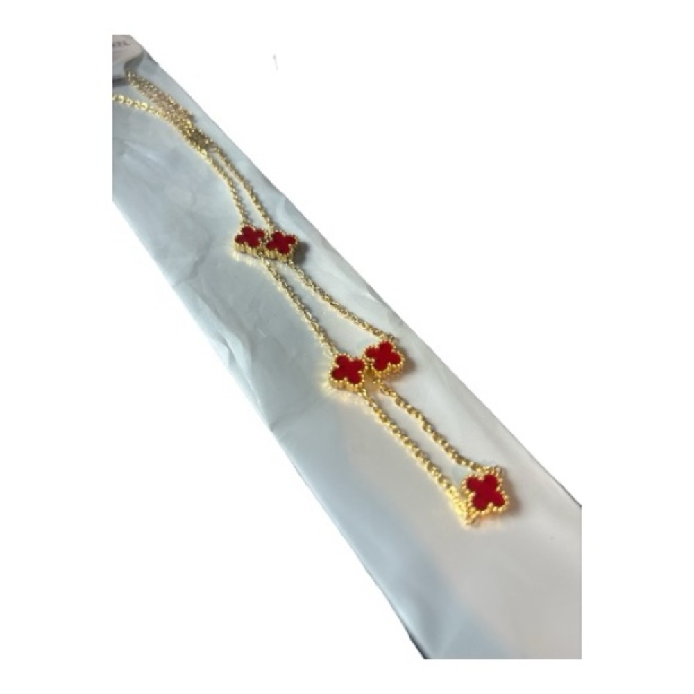 Clover Charm Necklace – Red/Gold or Green/Silver | NEW - Picture 4 of 7